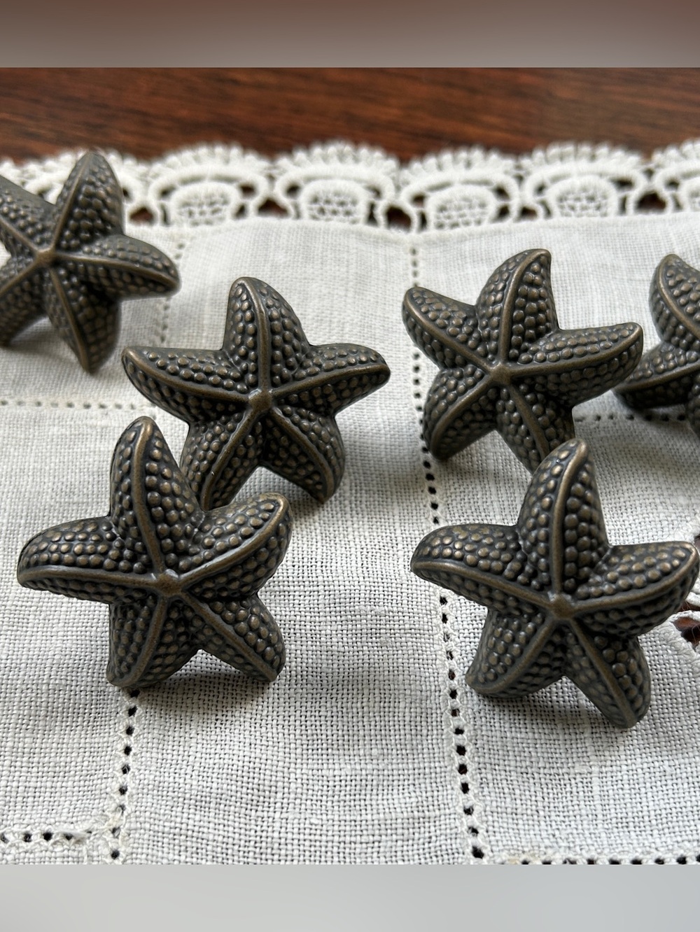Starfish Cabinet Knobs Set of 6 Coastal Bronze Drawer Pull Hardware